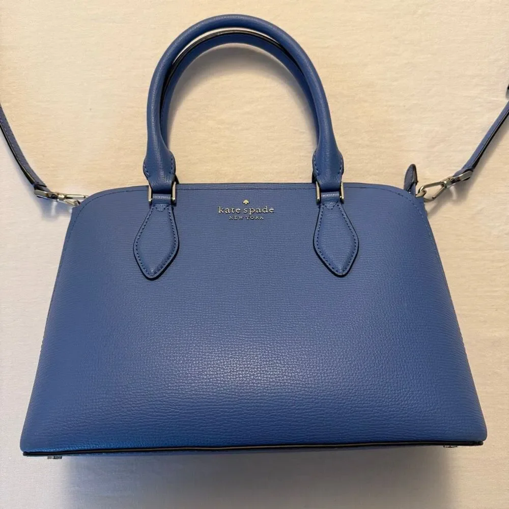 Kate Spade New York | Blue Leather Purse | Crossbody Strap | Top Handle | Zip Cl
